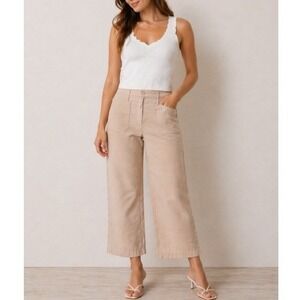 Short Story Petite Assembly Women's Tan Wide Leg Crop Pants Petite Size XLP NWT